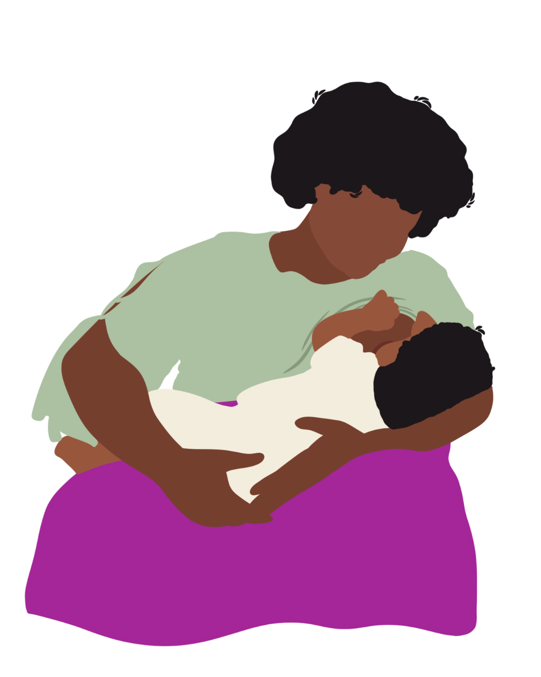 A parent breast feeding their child
