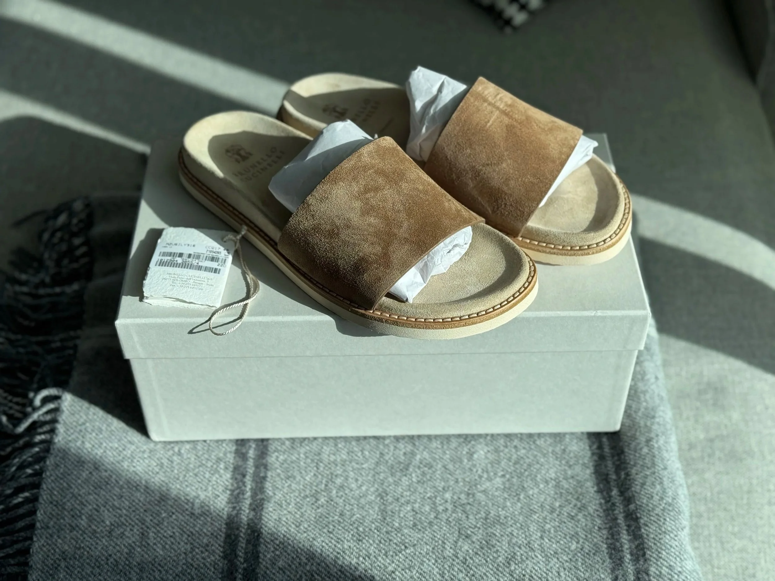 Brunello Cucinelli Light Brown Suede Sandals Size 43 - Sold