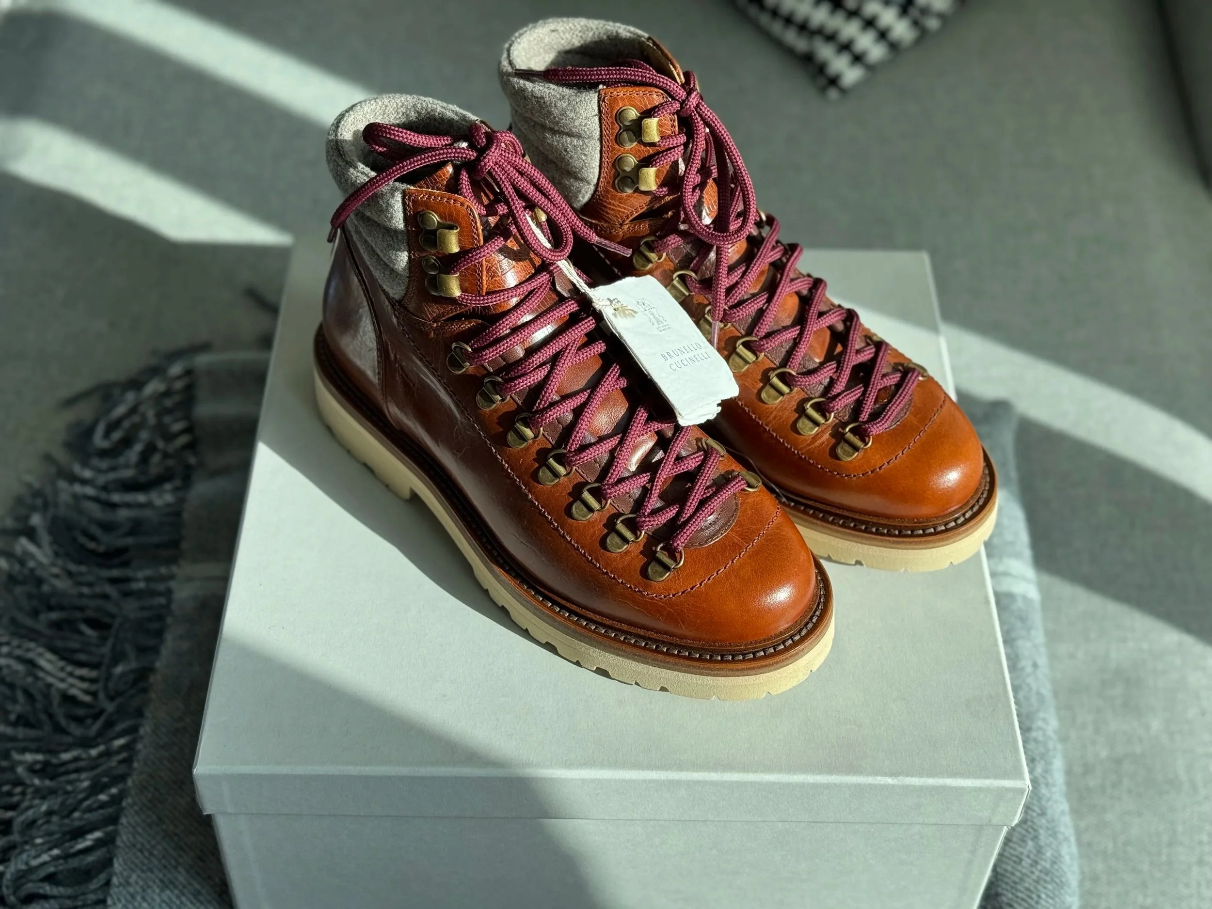 Brunello Cucinelli Brown Leather Hiking Boots Size 41 - Sold