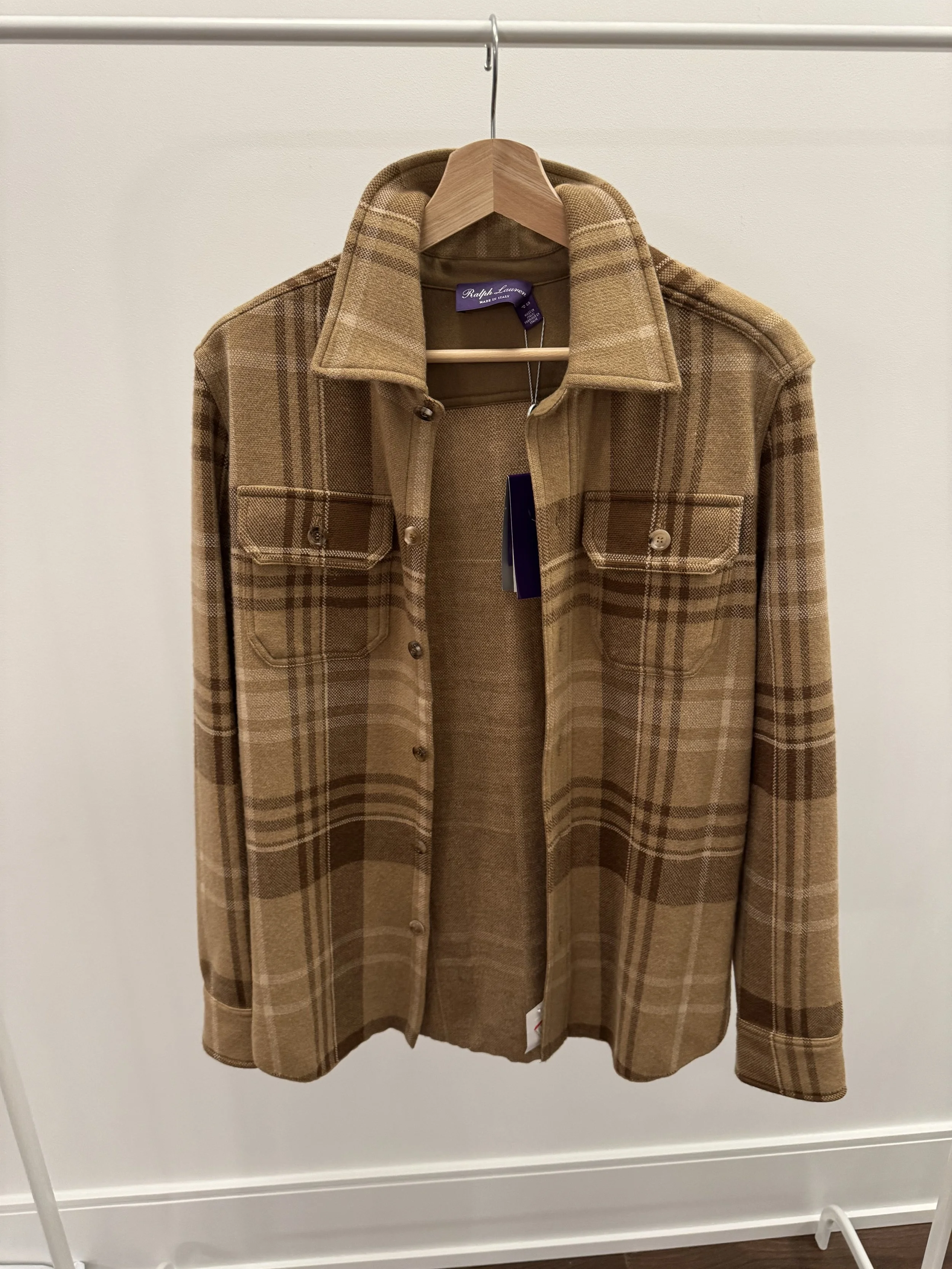 Ralph Lauren Purple Label Cashmere Overshirt in a Camel Check Size M - Sold