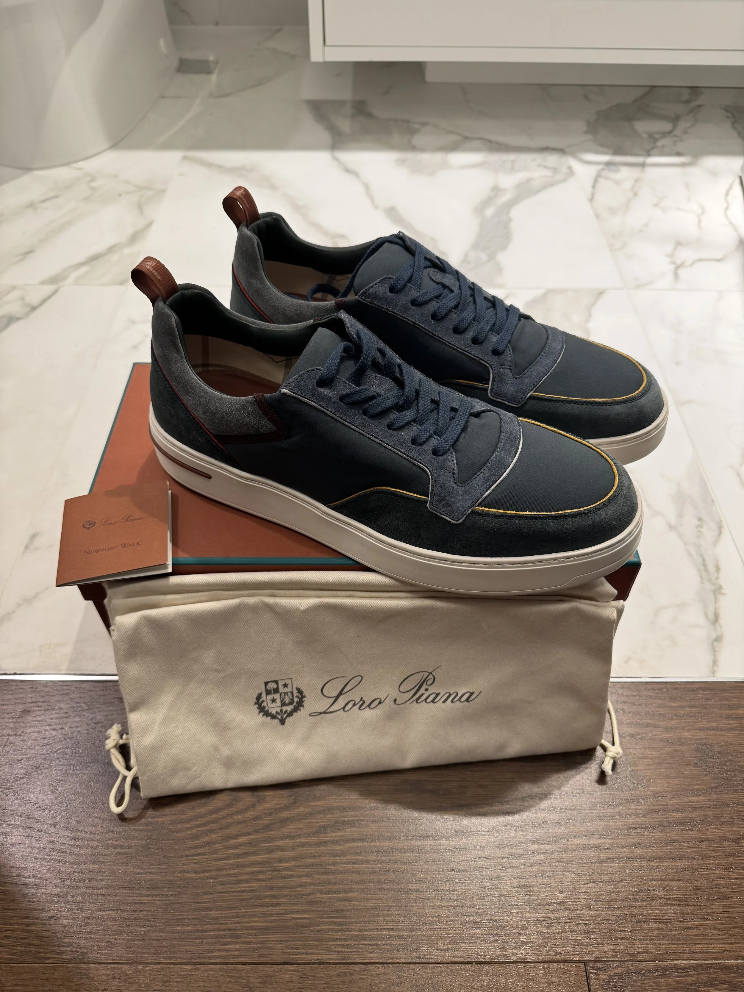 Loro Piana Newport Walk Sneakers in Dark Blue Size 44 - Sold