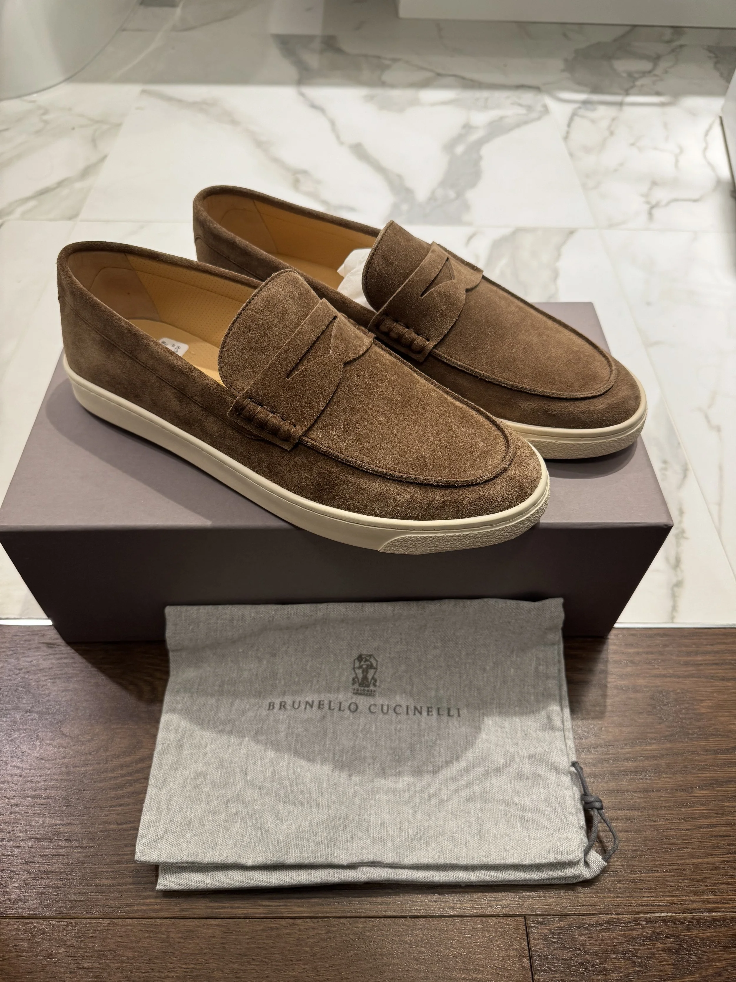 Brunello Cucinelli Brown Suede Penny Loafer Sneaker Size 43 - Sold