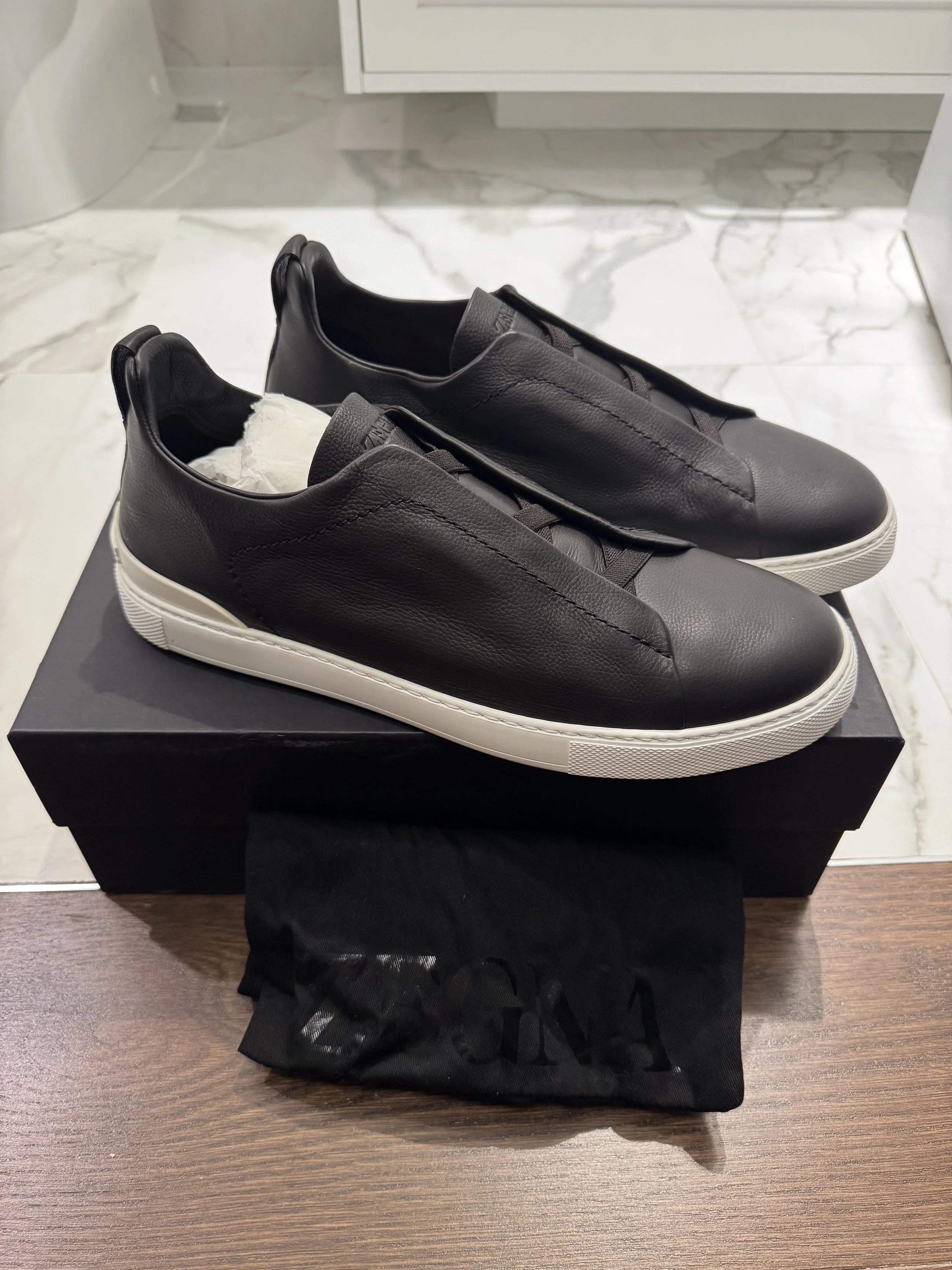 Zegna Triple Stitch Sneaker in Secondskin Caviar Size 44 - Sold