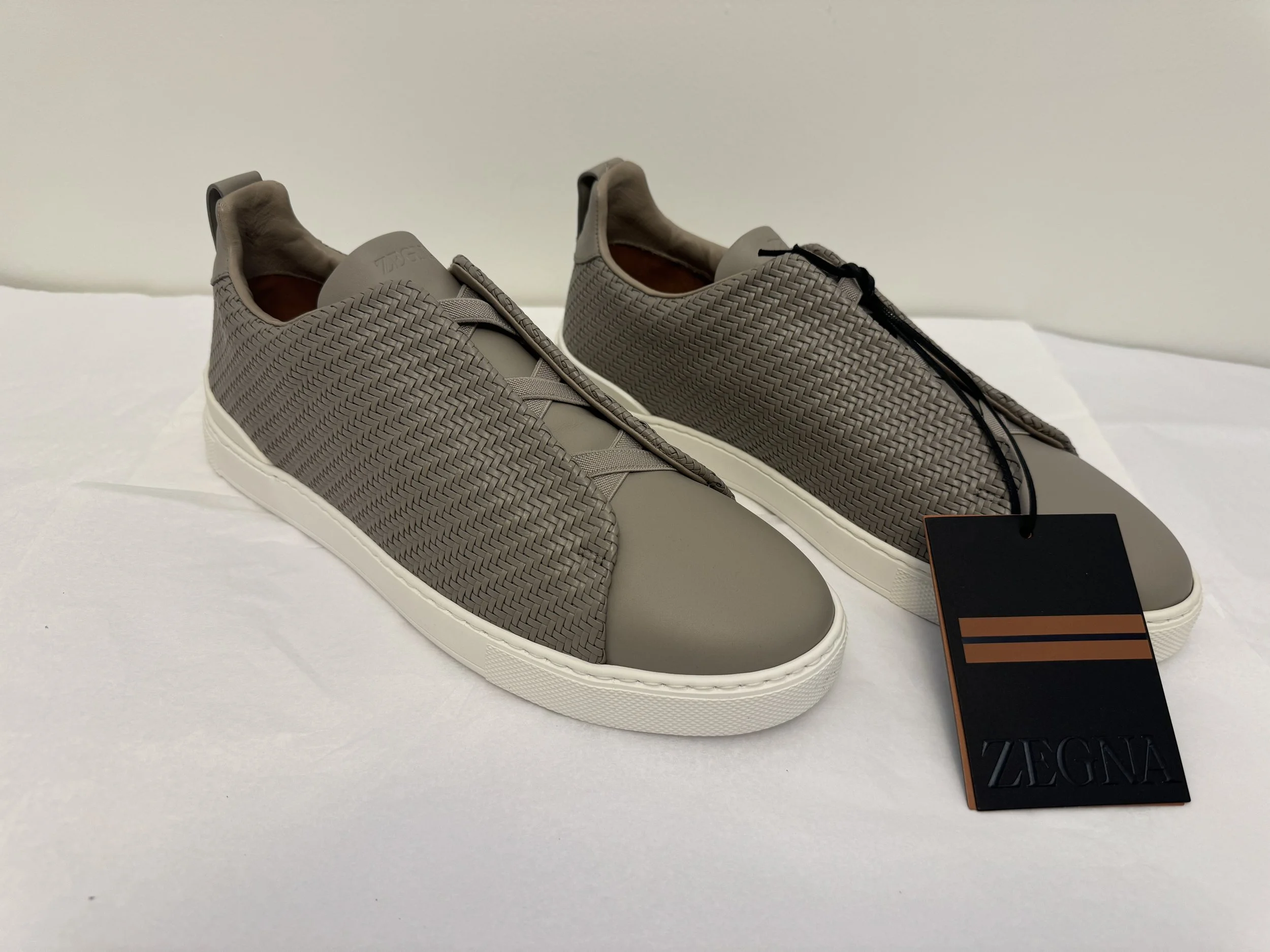 Zegna Triple Stitch Pelletessuta Sneakers in Mid Grey Size 11 US - Sold