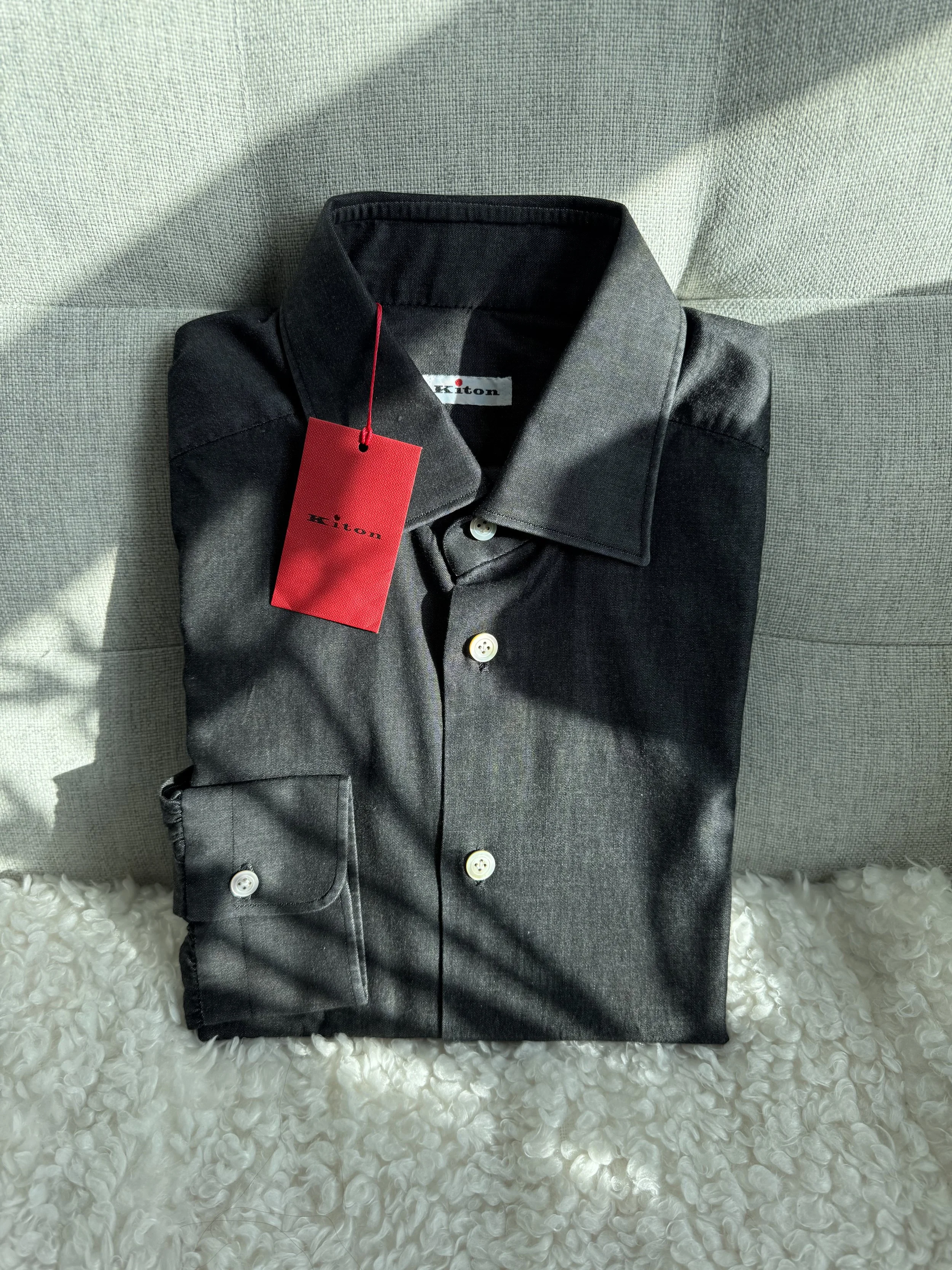 Kiton Black Shirt in Cotton Size M - Sold