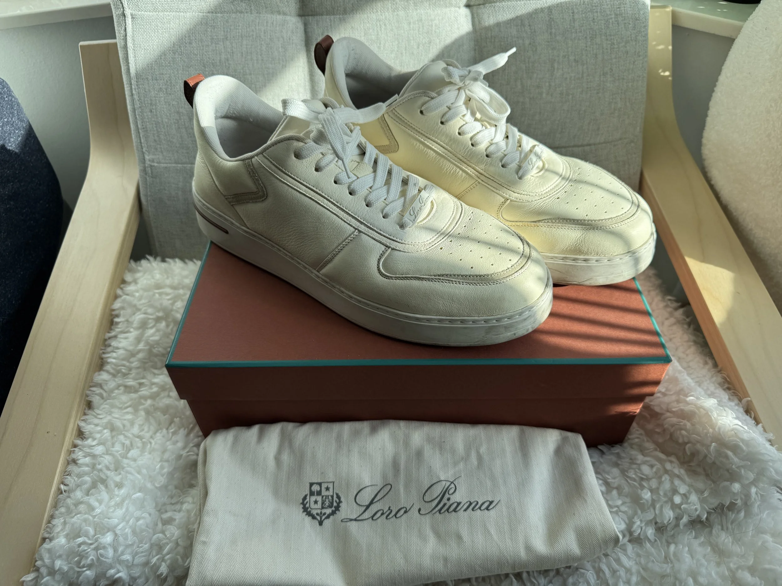 Loro Piana Newport Walks in an Optical White Deerskin Size 44 - Sold