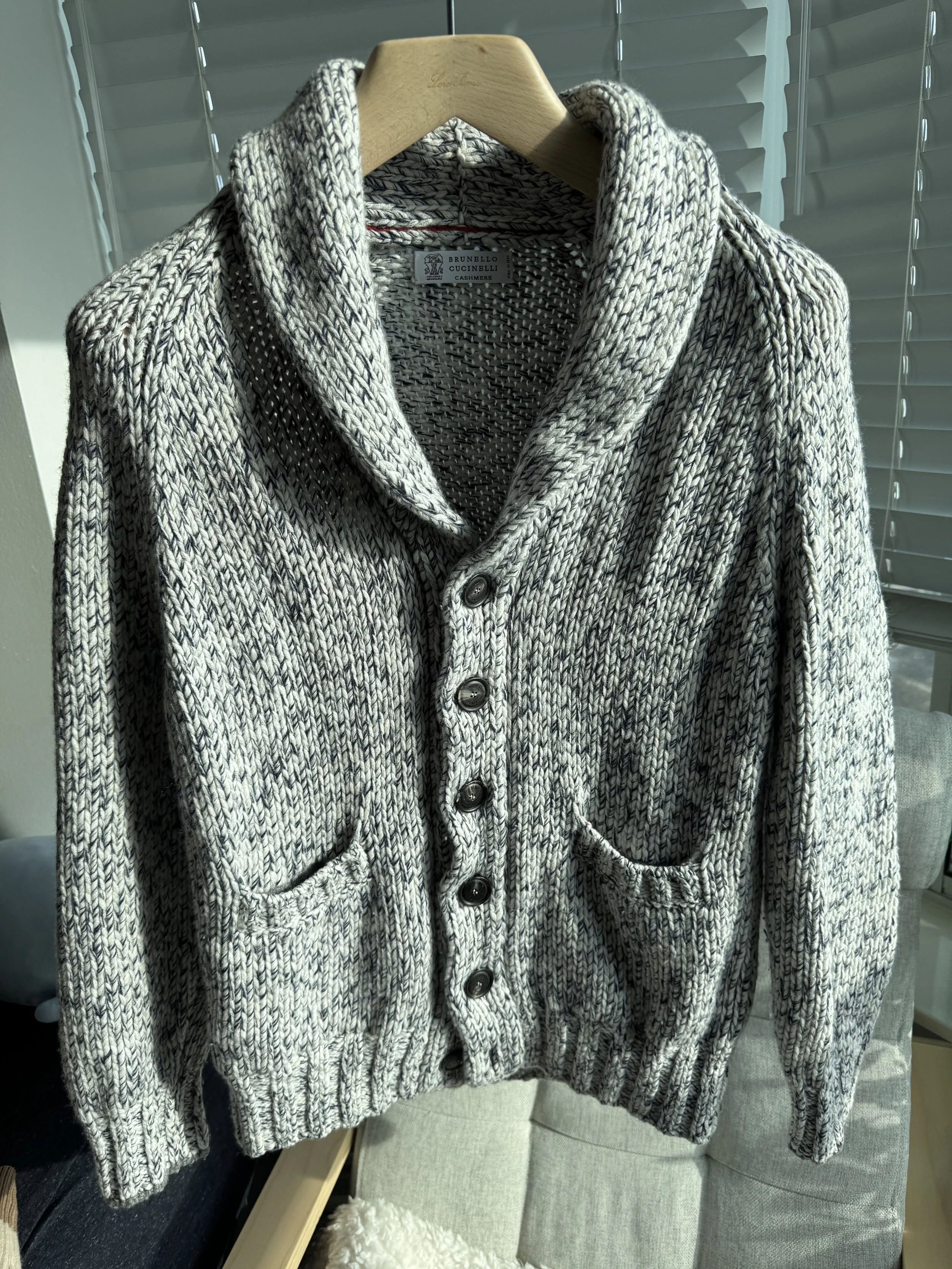 Brunello Cucinelli Purple and Grey Melange in Wool-Silk-Cashmere Size 48 - Sold