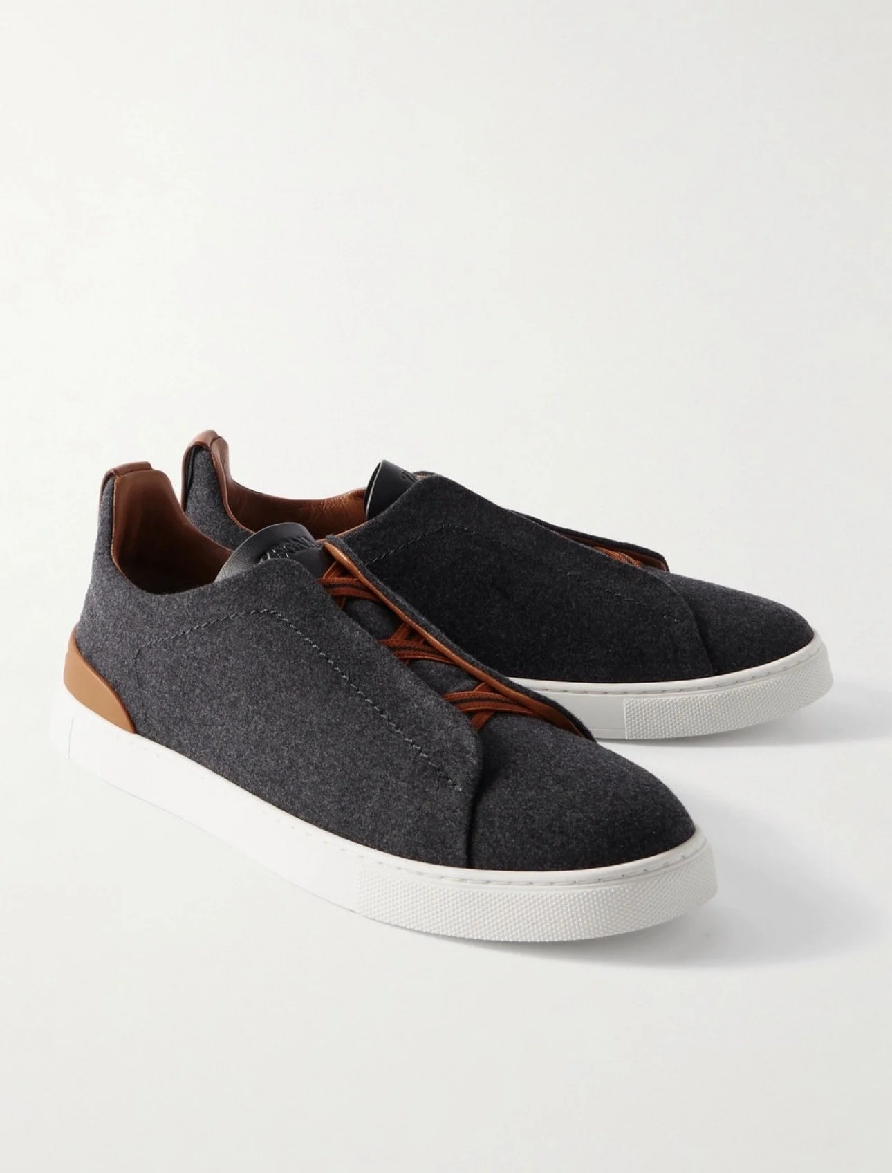 Zegna Triple Stitch Sneakers in Wool and Leather