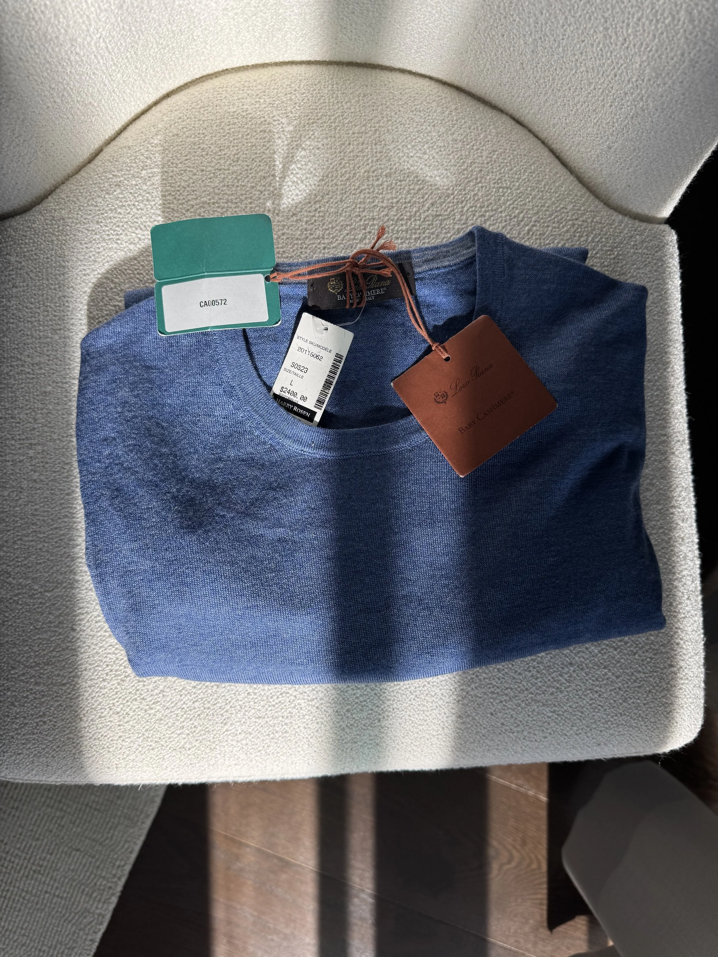 Loro Piana Cashmere Crewneck in a Mid Blue Size XL - Sold