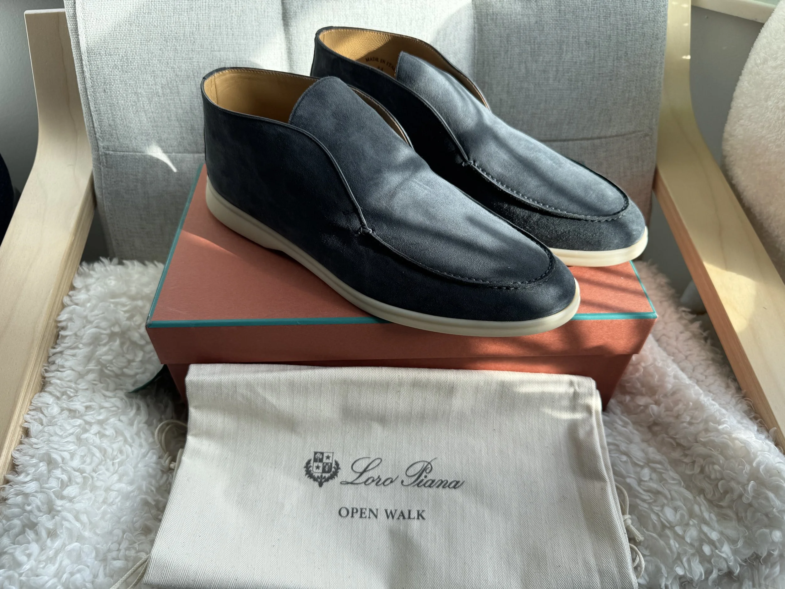 Loro Piana Open Walk's in a Moss Green Suede Size 43 - Sold