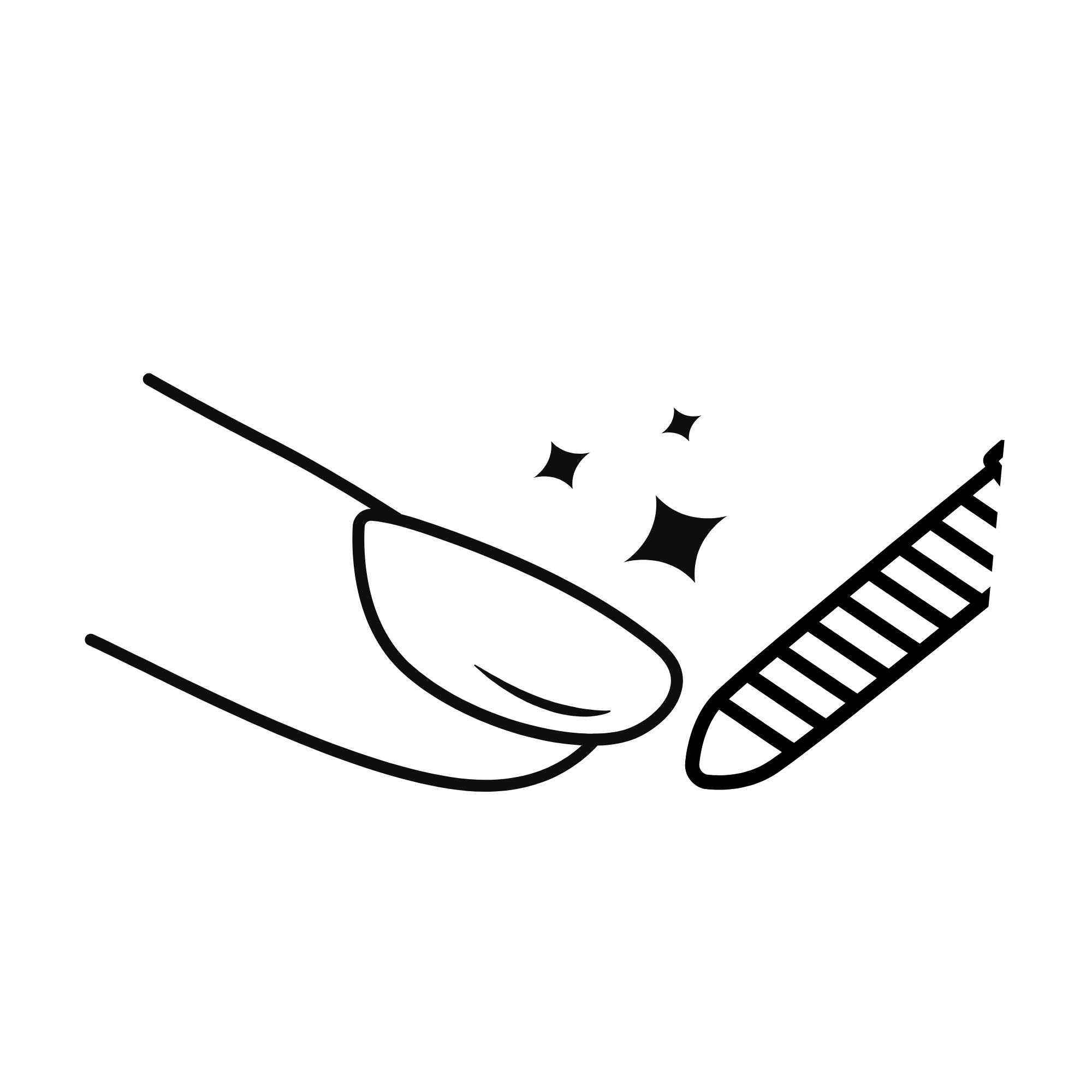 A black and white icon of a nail and a nail filer.