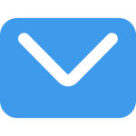 Blue envelope icon with a V-shaped flap