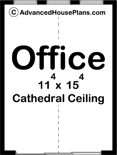 Blueprint for an office with cathedral ceiling, dimensions 11 by 15 feet, from AdvancedHousePlans.com