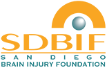 SDBI logo with slogan 'San Diego Brain Injury Foundation' in blue and orange