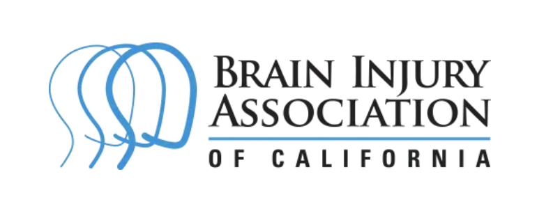 Logo for Brain Injury Association of California, featuring a stylized outline of three heads of brains.