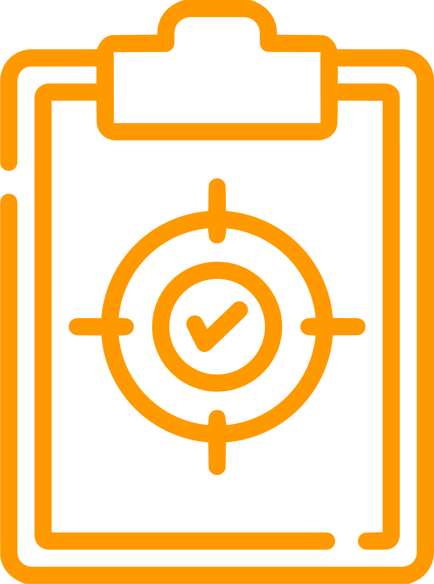 Icon of a clipboard with a circular target and a checkmark in the center.