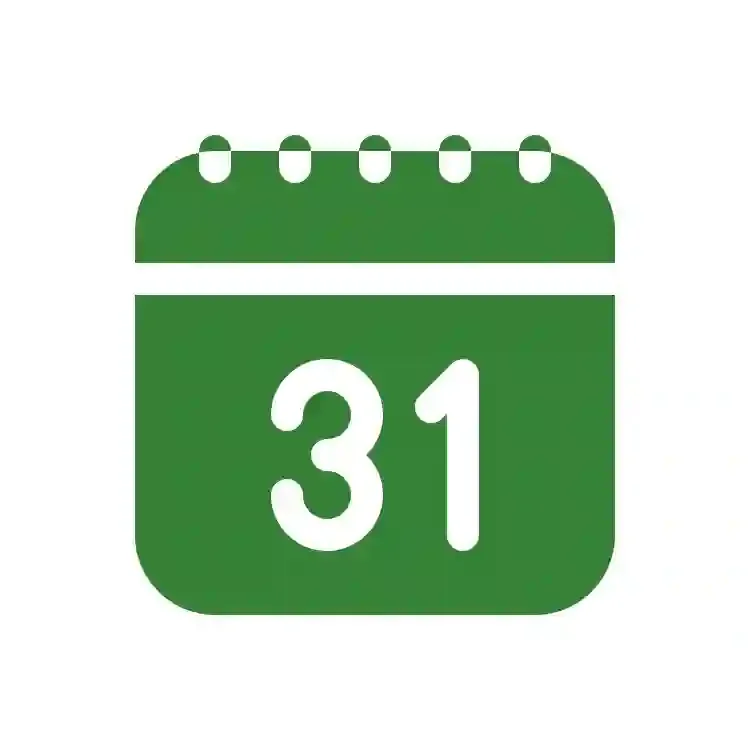 Green calendar icon displaying the date 31.