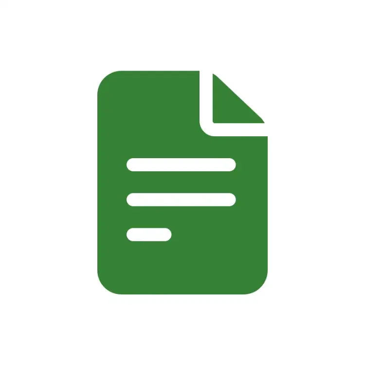 Green document icon with lines indicating text and a folded corner.