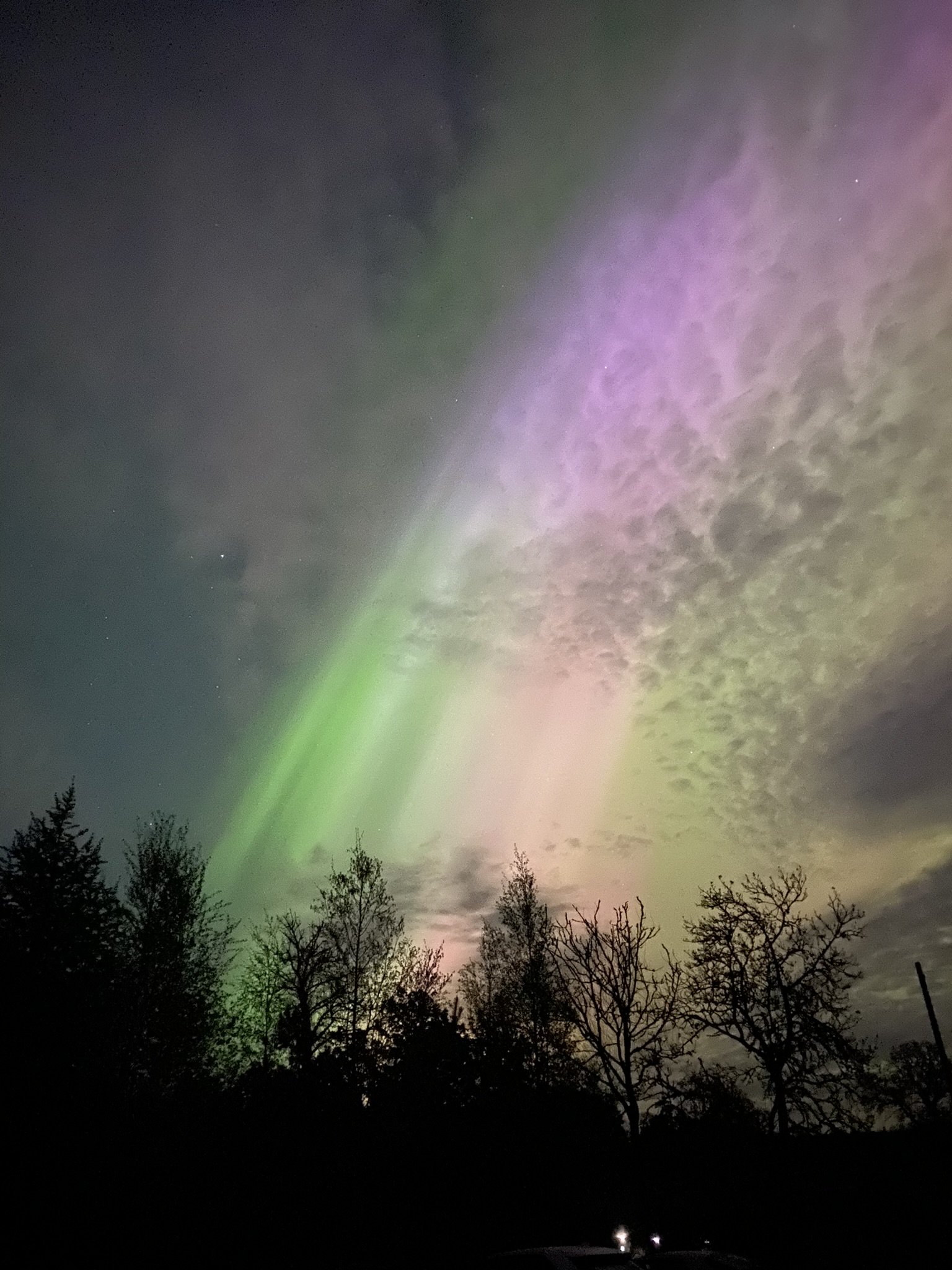The northern lights over Larriston in the Scottish Borders