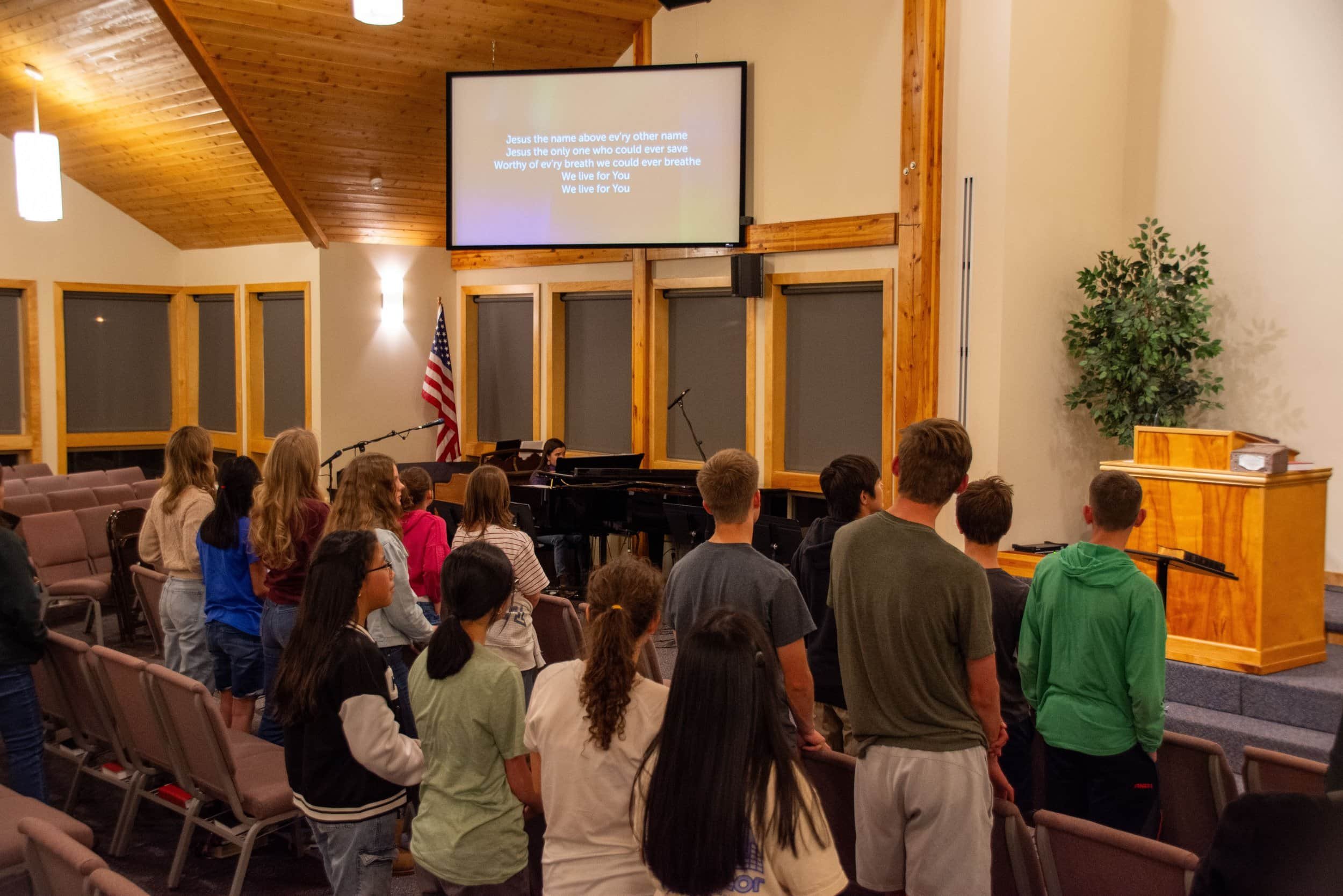 Youth Group worship on Wednesday nights.