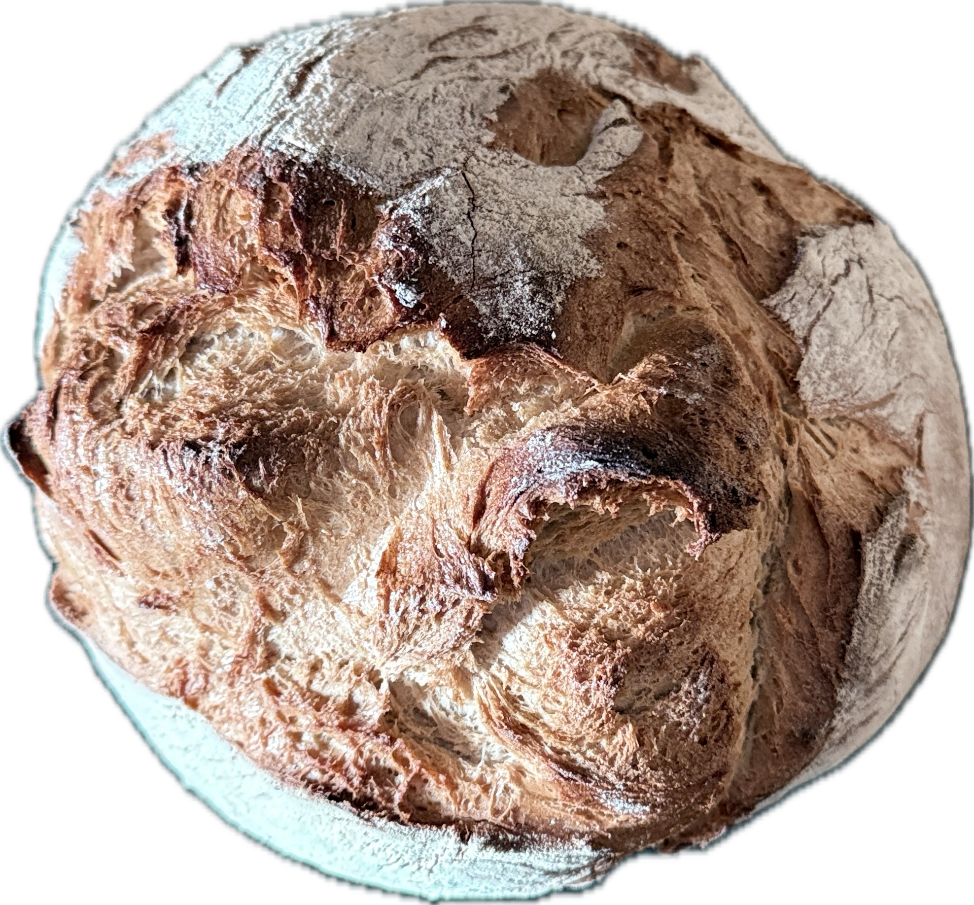 Nahaufnahme eines Bauernbrots mit goldbrauner und knuspriger Kruste.