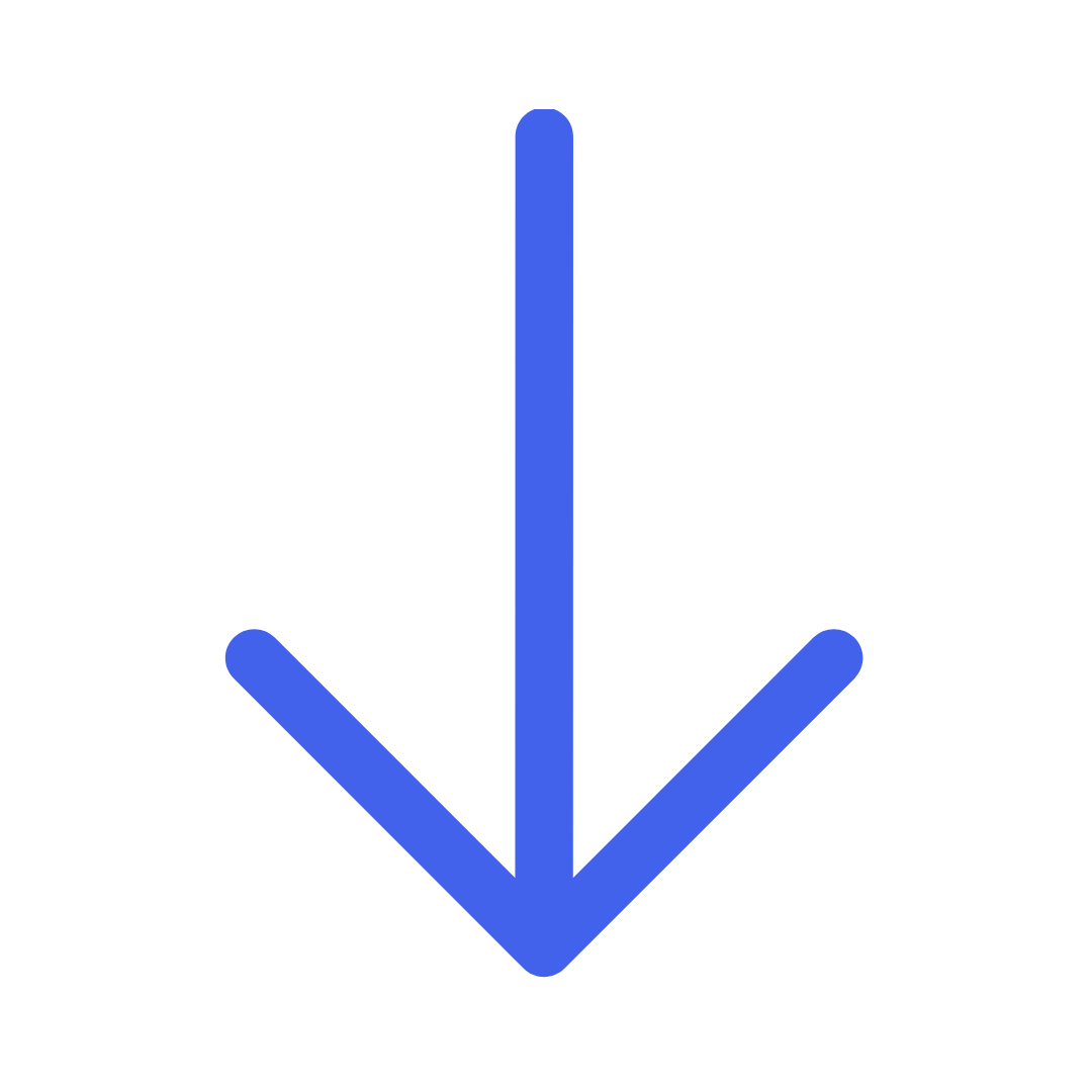 Blue downward pointing arrow icon.