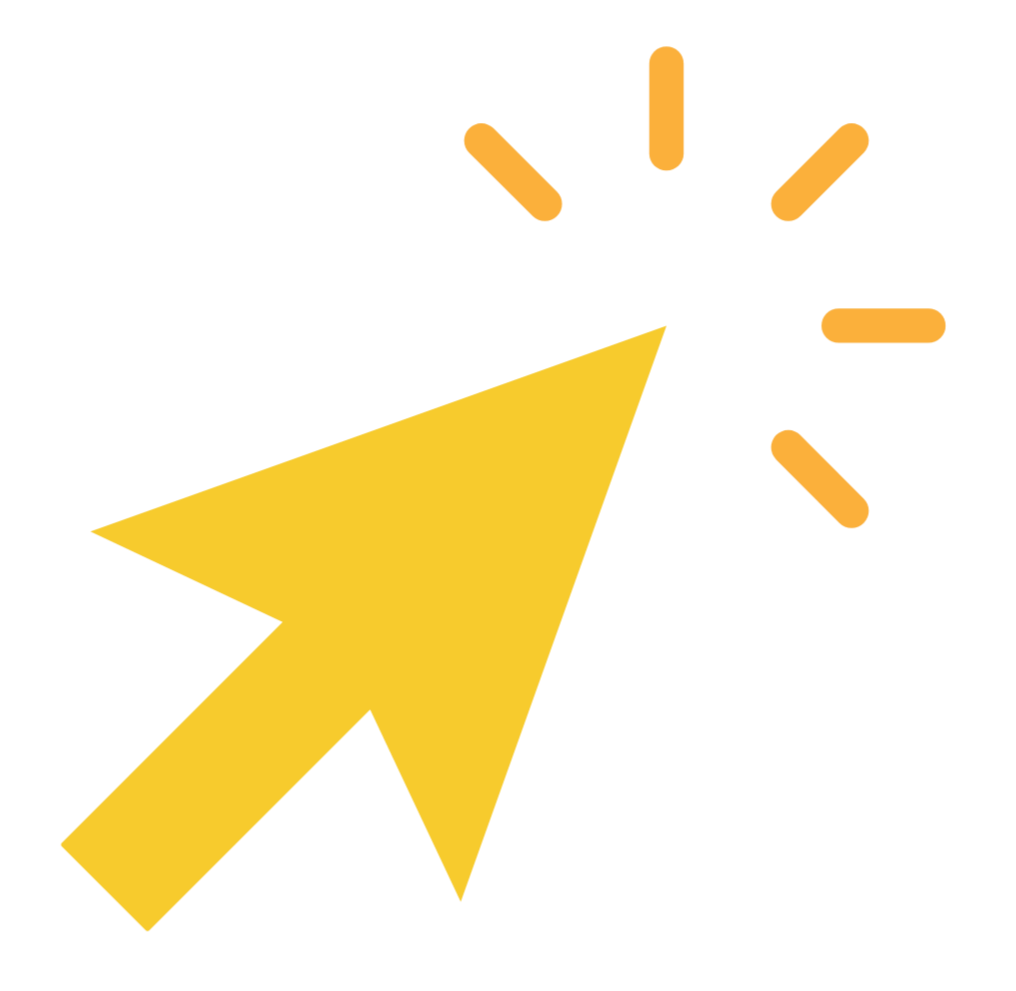 A yellow computer cursor arrow pointing towards the right, with orange clock indicators around it on a black background.