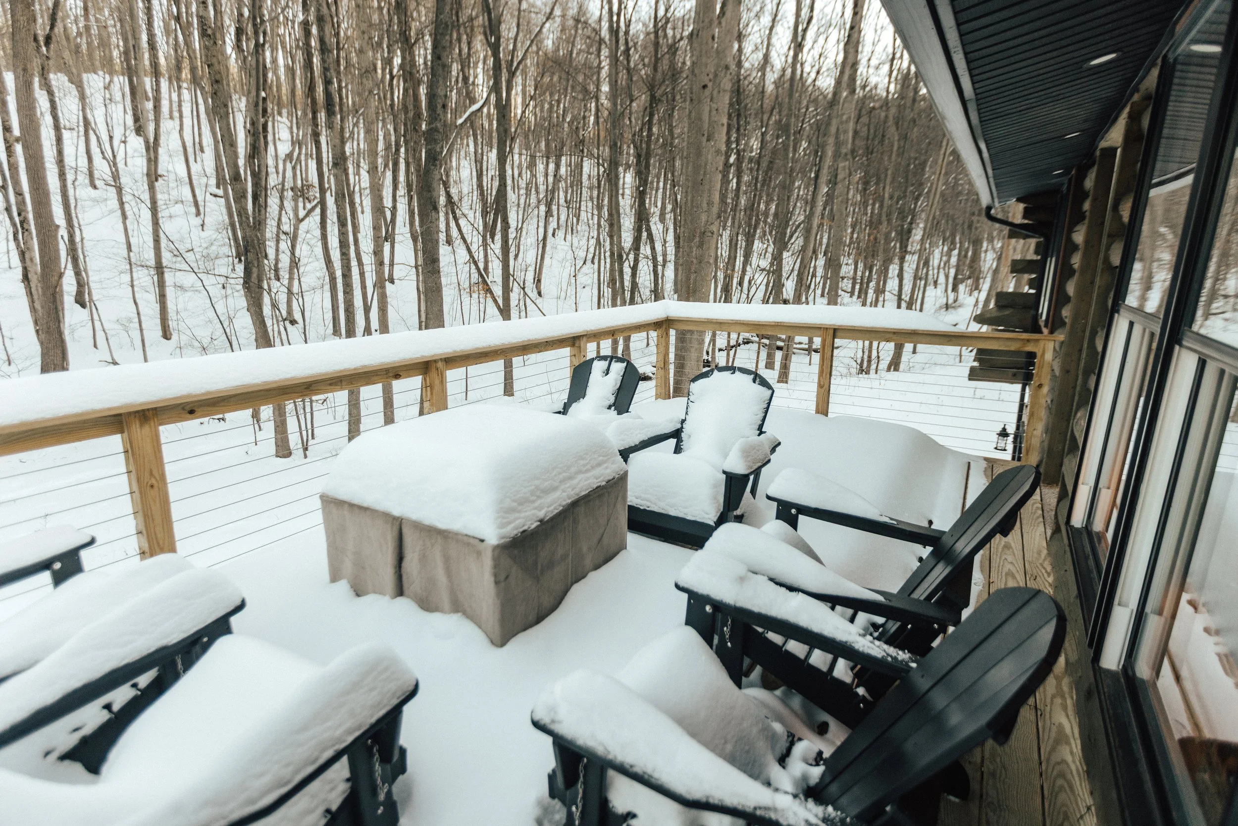 PRIVATE BACK DECK ~  Relax in nature on the newly renovated deck and soak in those delightful stream sounds