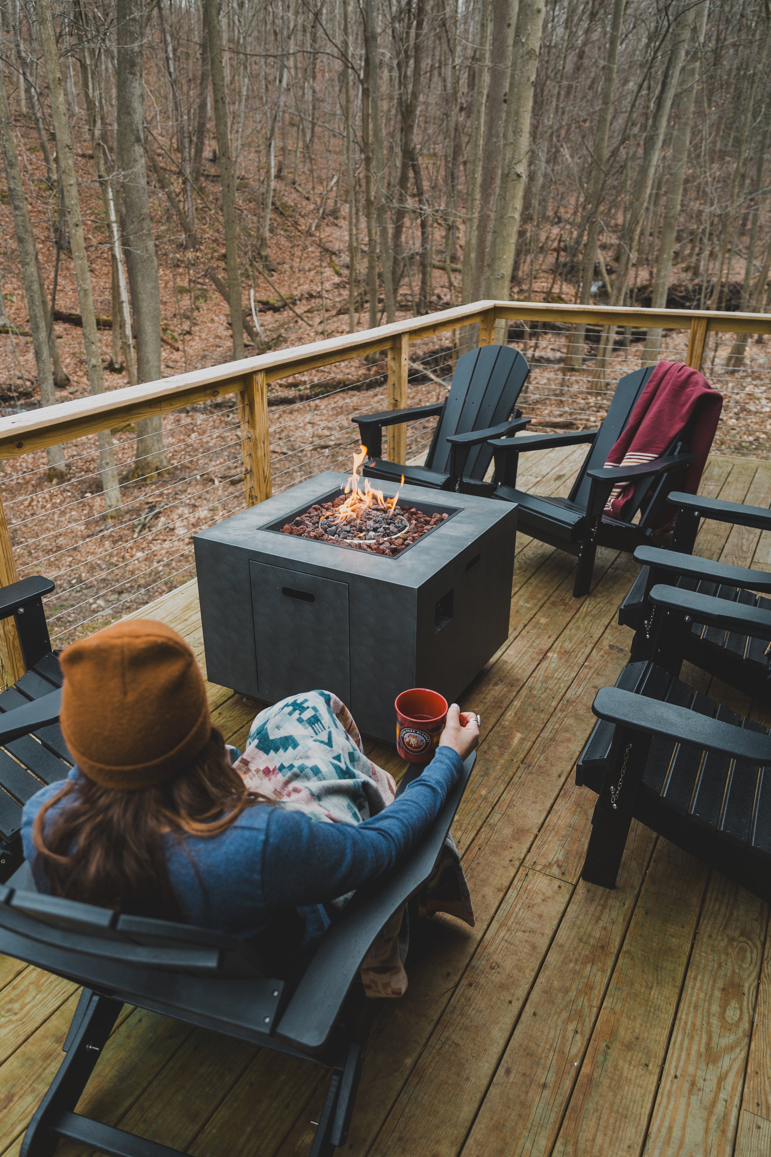 PRIVATE BACK DECK ~  Relax in nature on the newly renovated deck and soak in those delightful stream sounds