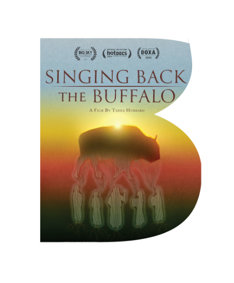Book cover titled "Singing Back the Buffalo" featuring a buffalo silhouette with a sunset gradient background.