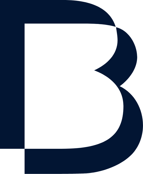 Close-up of a the Bizable B logo on a dark background.