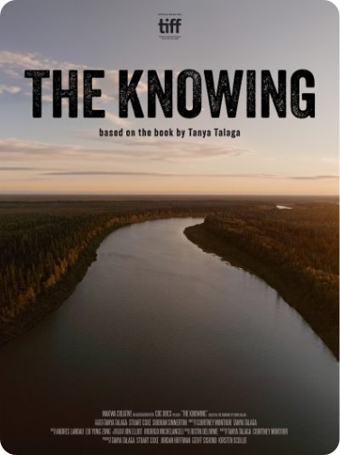 Movie poster for 'The Knowing', featuring a river winding through a landscape at sunset or sunrise, with a mostly gray sky.