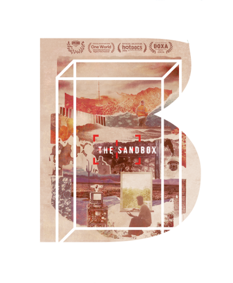 The Sandbox poster featuring geometric shapes and soft tones - a production supported by Bizable