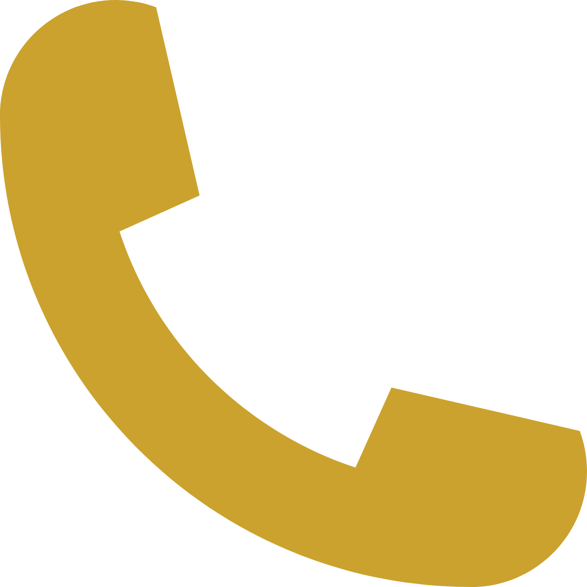 A large gold-colored telephone receiver icon on a black background.