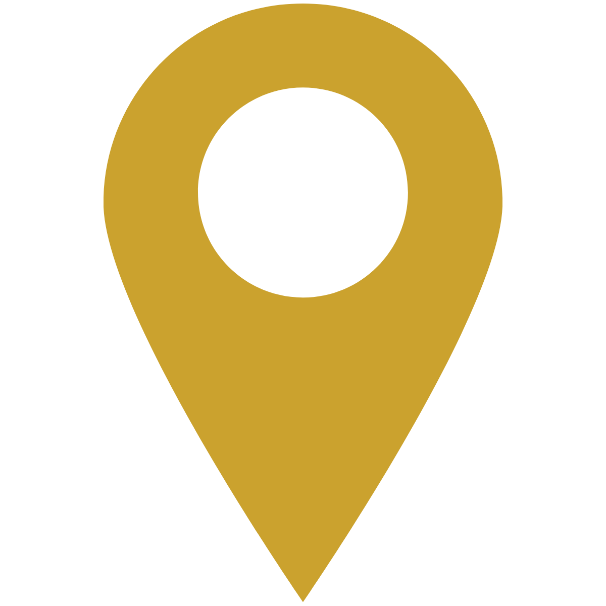 Gold map pin icon with a black circle in the center.