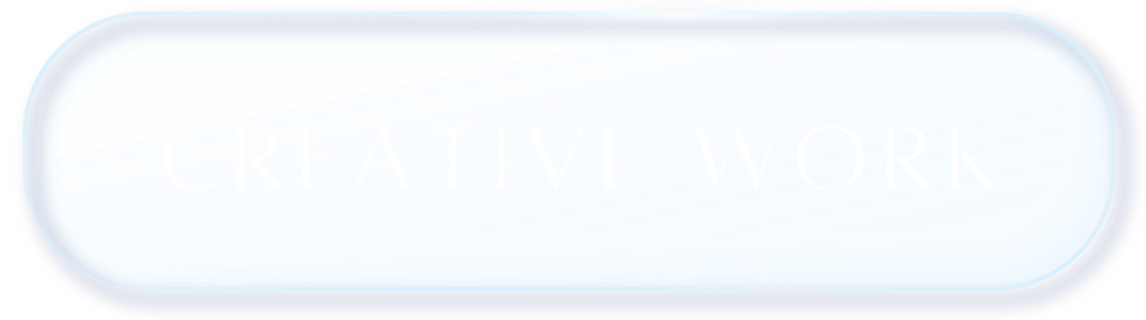 Pulsante con scritto 'CREATIVE WORK' su sfondo azzurro chiaro con bordi arrotondati.