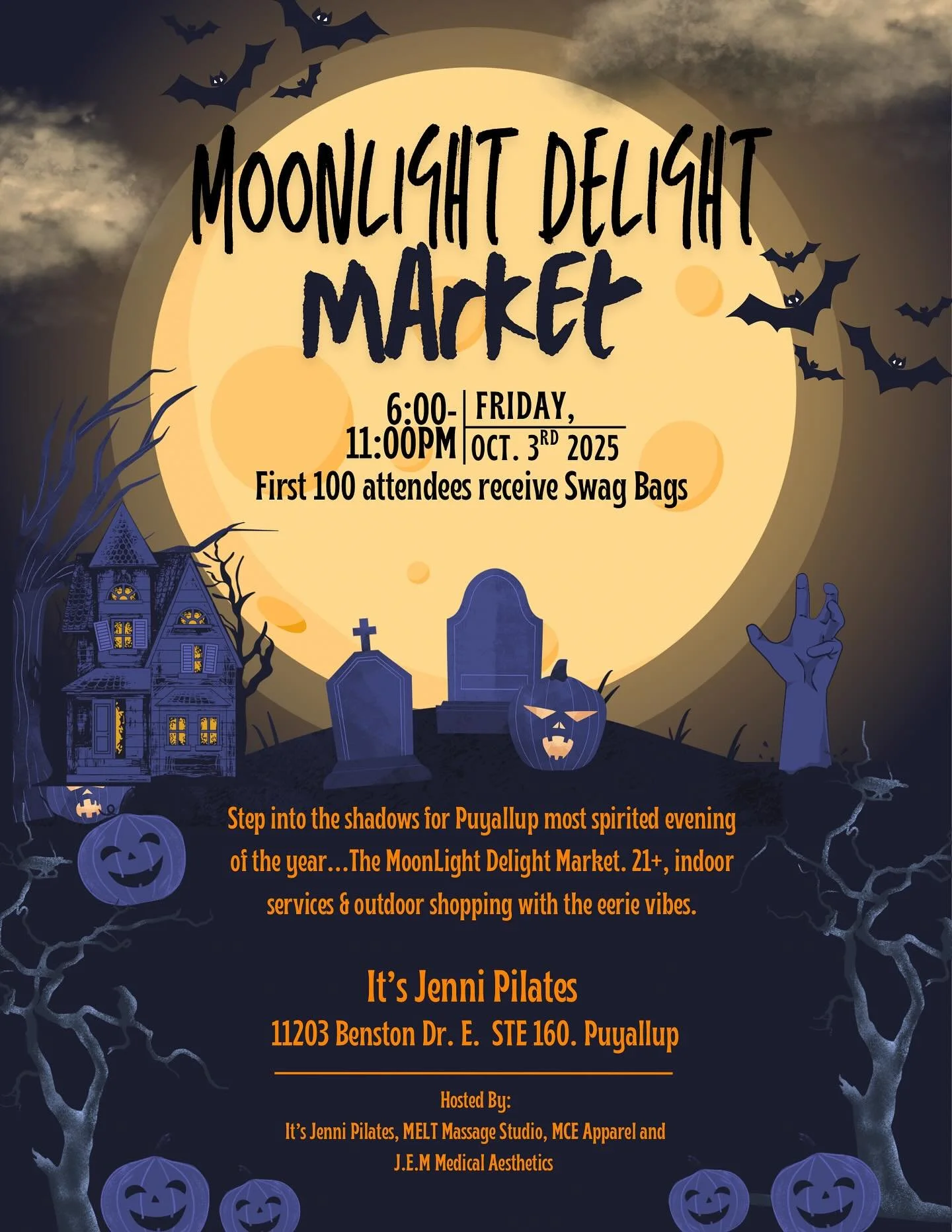 Did someone say spooky shopping at the studio?? Oh YES WE DID!🌙💜✨

T-2 DAYS until the Moonlight Delight Market!
 ~THIS Friday 6pm~

* 21+🍻
* Swag Bags🛍️
* Merch👚
* Yummy food!🌮
* Giveaways😊

🗓 Friday, Oct. 3rd, 2025
⏰ 6PM &ndash; 11PM
📍 It&r