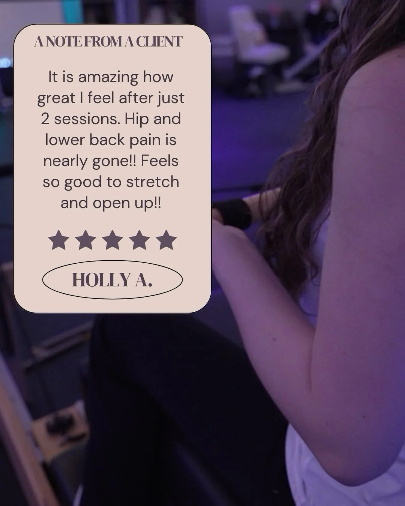 When something is good for your body, you feel it. 

We&rsquo;re so happy to hear Holly was already feeling a difference after just two sessions. 

Here&rsquo;s to continuing to show up, move, and feel amazing in your body 💜🌟

#testimonialtuesday #