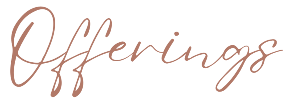 The word 'Offering' written in elegant, cursive brown lettering on a transparent background.