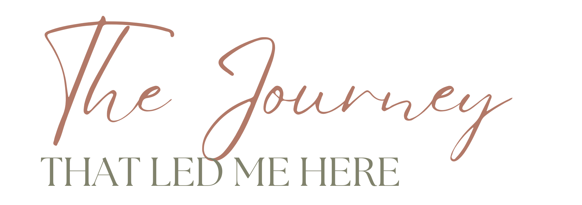 Text saying 'The Journey that Led Me Here' with 'The Journey' in script font and 'that led me here' in uppercase serif font.