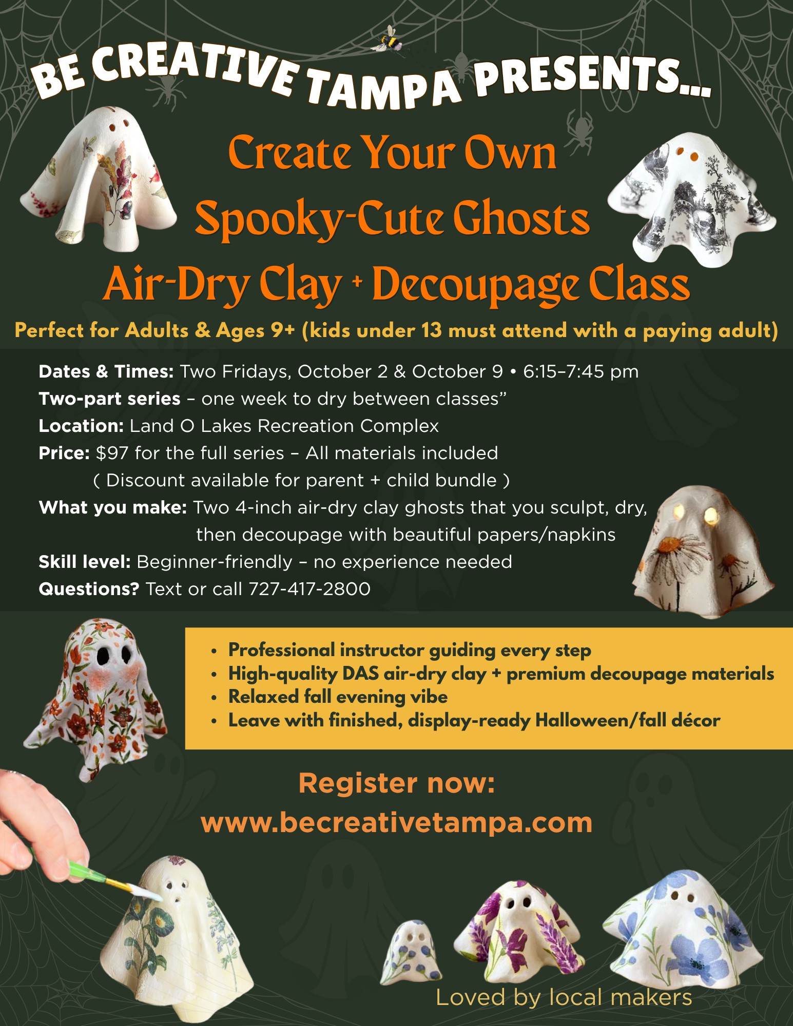 Decoupage Clay Ghosts Class