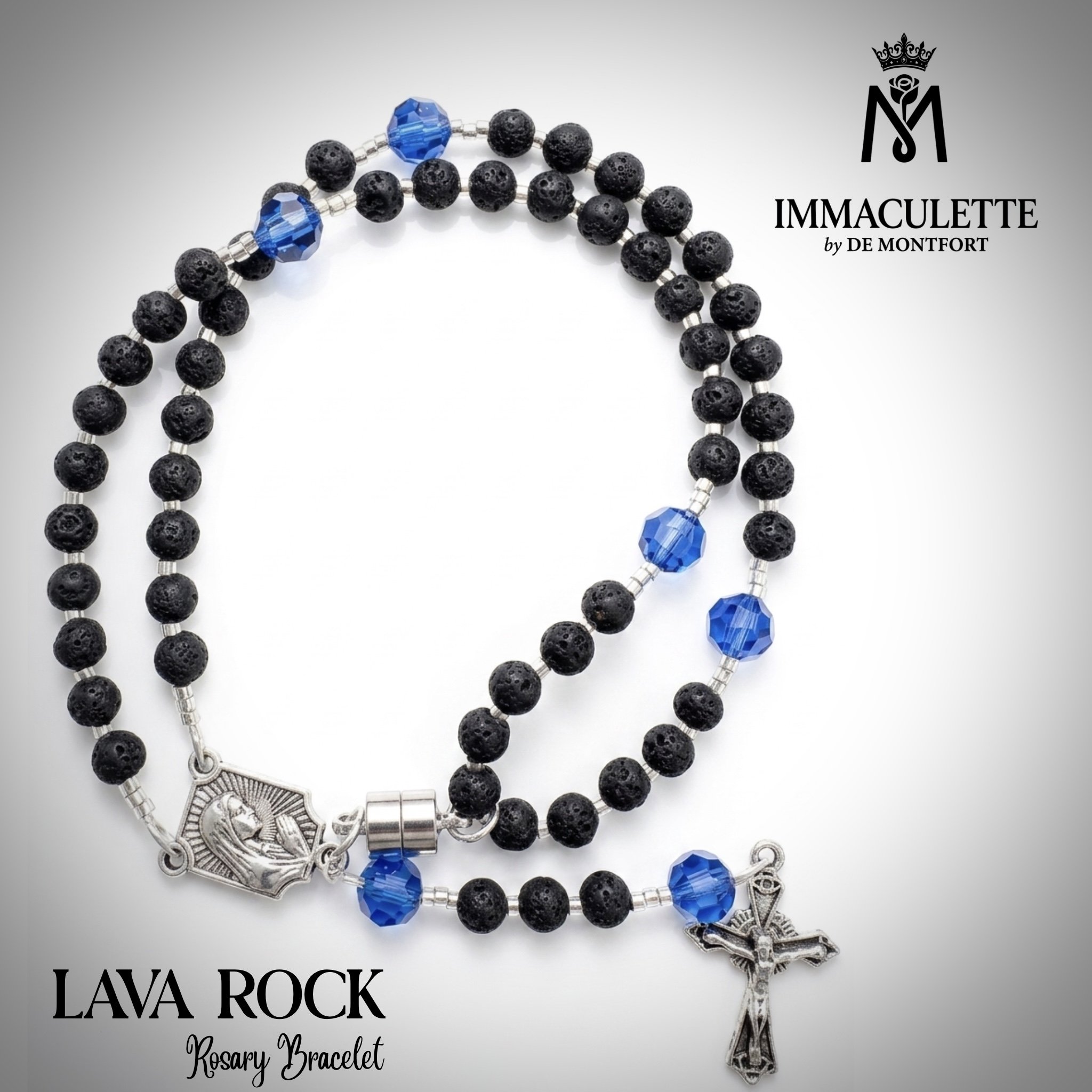Lava Rock IMMACULETTE Rosary Bracelet