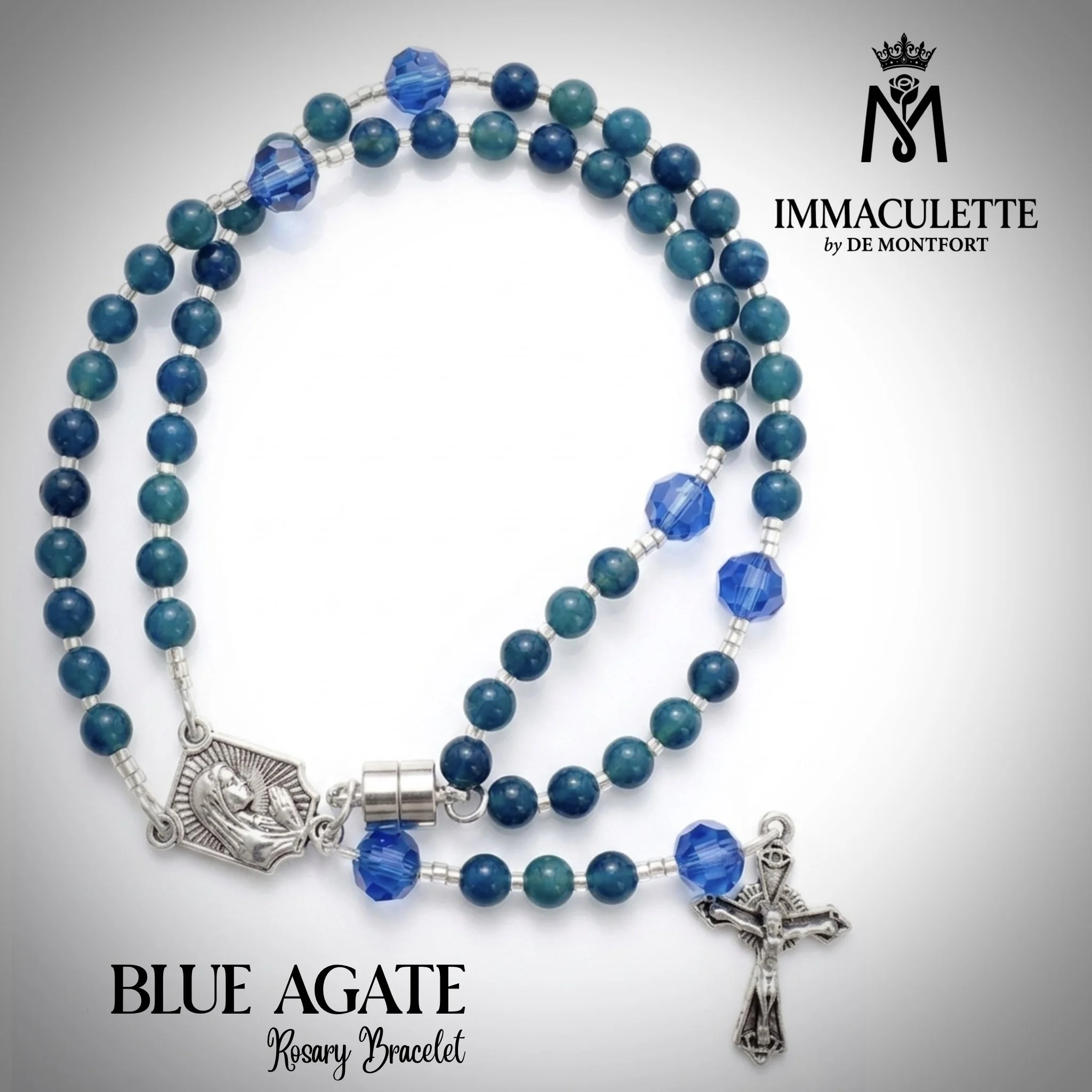 Blue Agate IMMACULETTE Rosary Bracelet