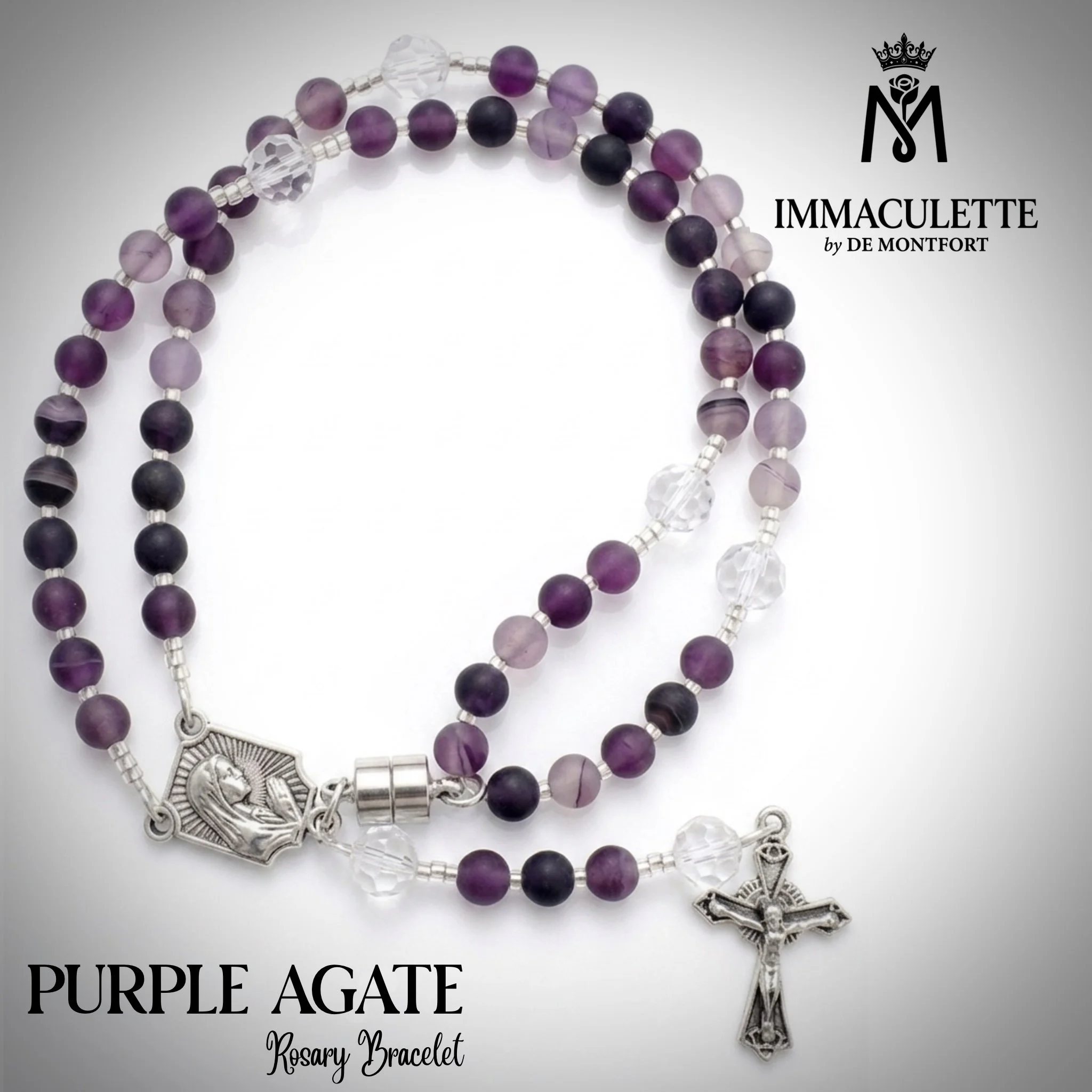 Purple Agate IMMACULETTE Rosary Bracelet
