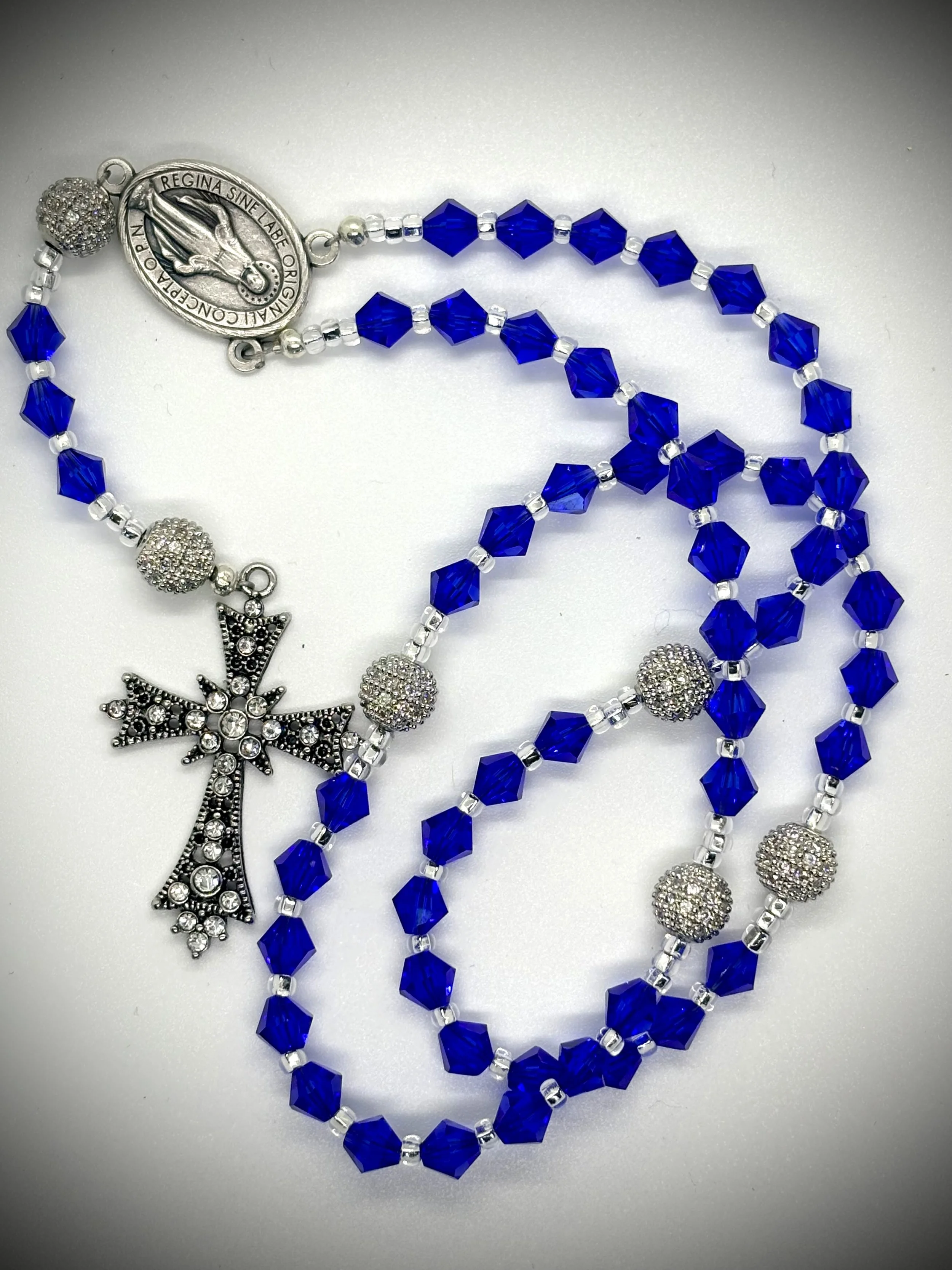 Sapphire Blue Austrian Crystal Rosary - LUMEN ROSARIO Collection