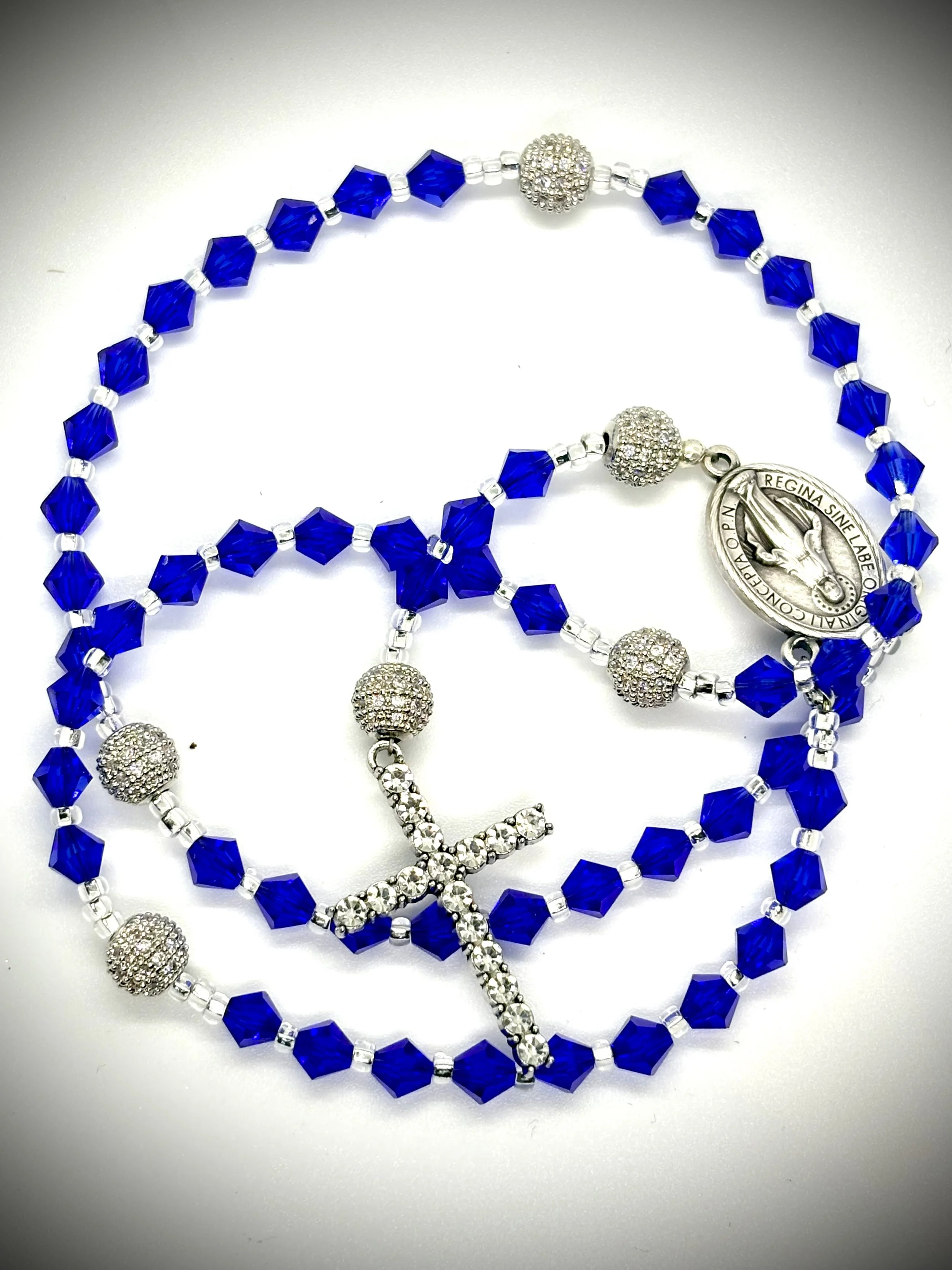 Sapphire Blue Austrian Crystal Rosary - LUMEN ROSARIO Collection