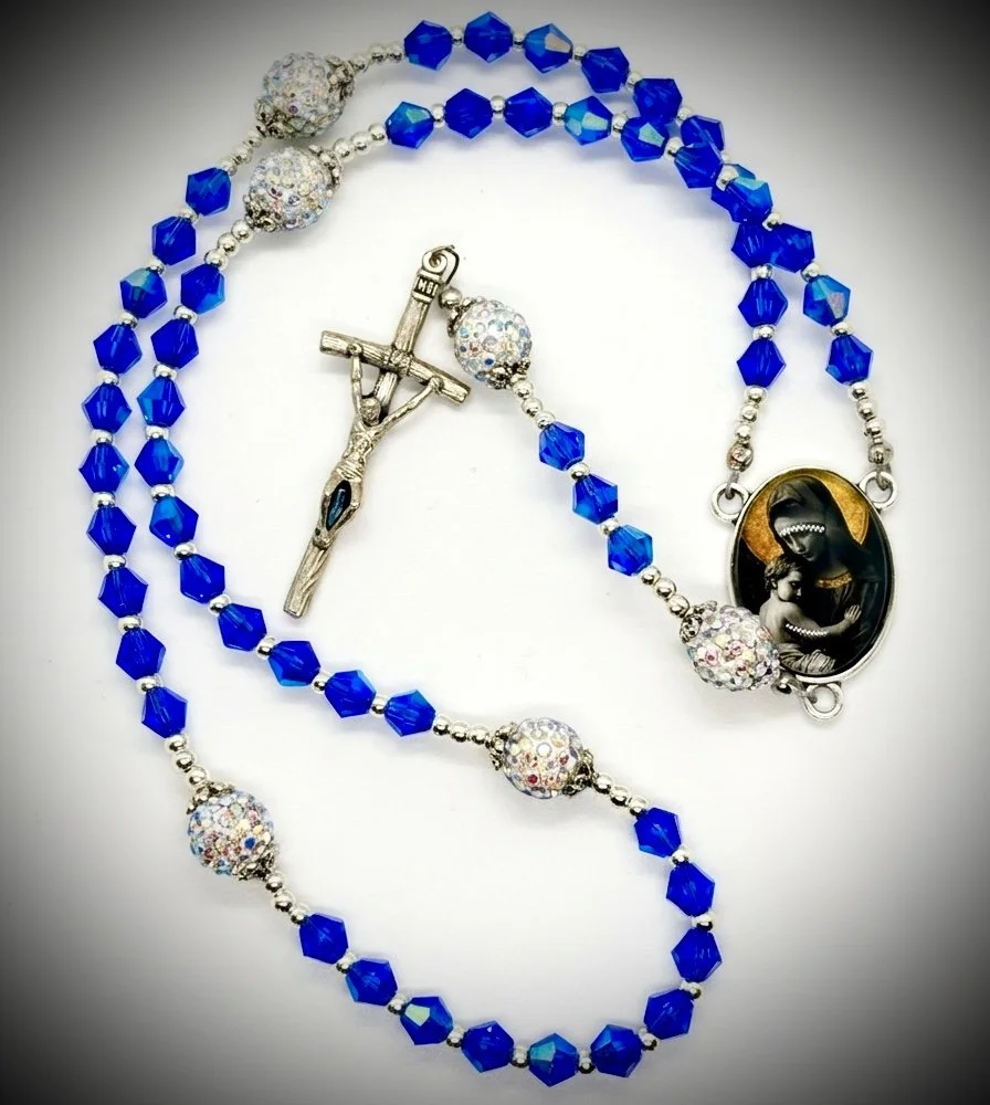 Blue Aurora Borealis Crystal Shimmer Rosary - LUMEN ROSARIO Collection
