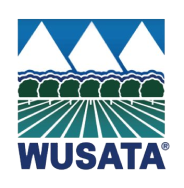 Logo featuring mountains, trees, fields, and the word WUSATA.