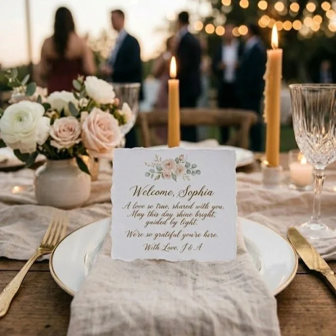 handwritten placement card for wedding tables