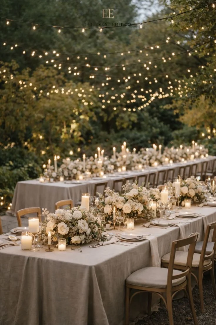 Intimate Outdoor Wedding Lighting-Elegant Wedding Inspiration
